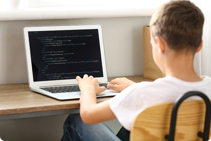 Students learning coding and programming skills